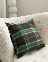 Housse de coussin à motif tartan vert classique