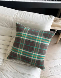 Housse de coussin à motif tartan vert classique