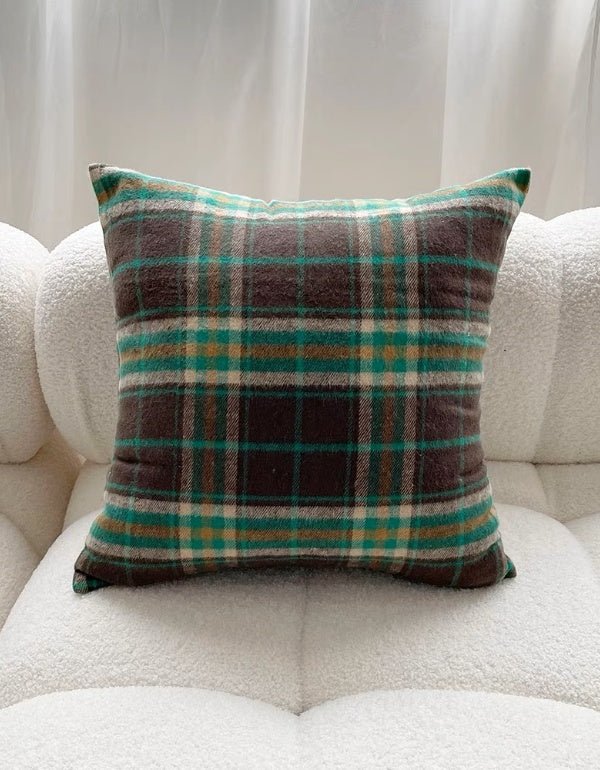 Housse de coussin à motif tartan vert classique