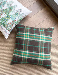 Housse de coussin à motif tartan vert classique