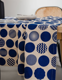 Classical Blue Dot Cotton Linen Tablecloth