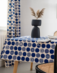 Classical Blue Dot Cotton Linen Tablecloth