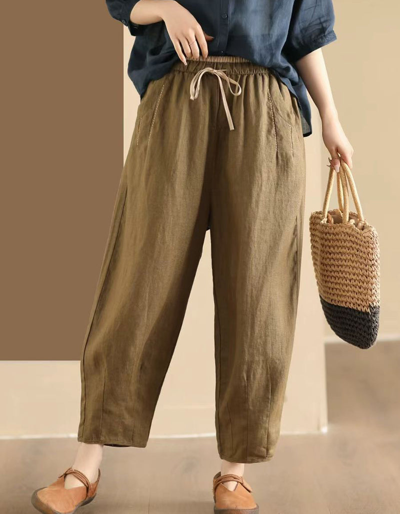 Color Matching Summer Loose Linen pants