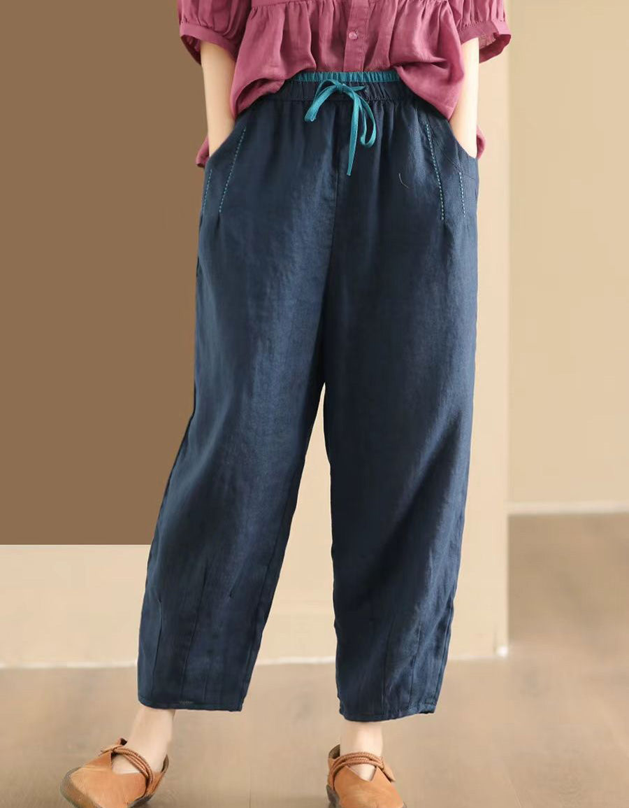 Color Matching Summer Loose Linen pants