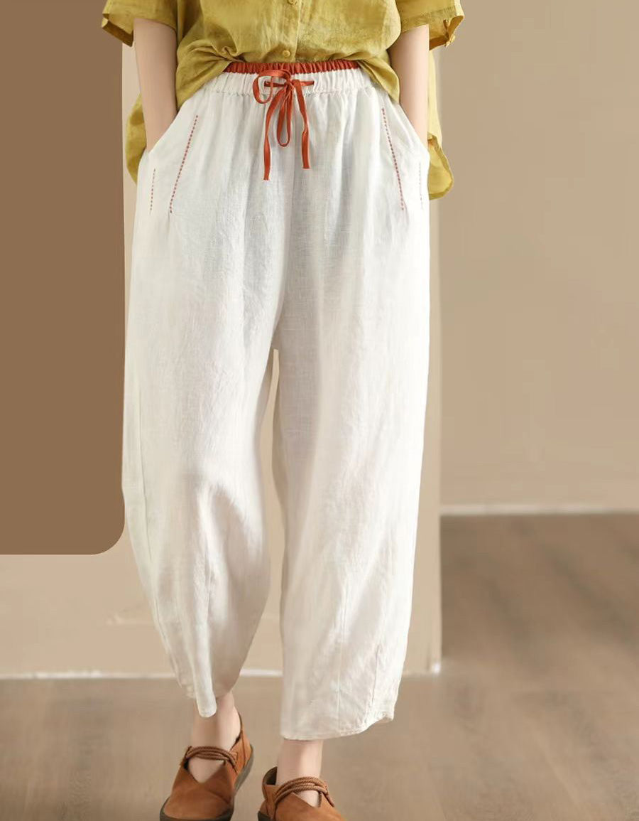 Color Matching Summer Loose Linen pants