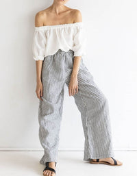 Comfortable Loose Vertical Stripes Wide-leg Pants