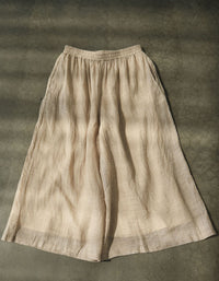 Comfortable Relaxed Fit Wide-Leg Linen Pants