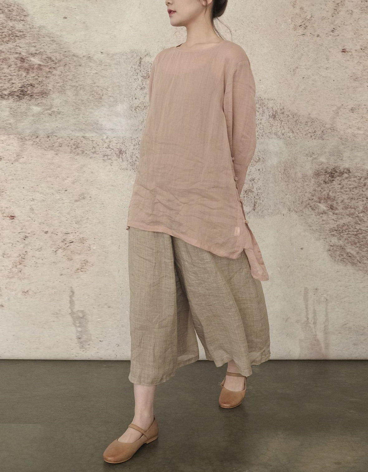 Comfortable Relaxed Fit Wide-Leg Linen Pants