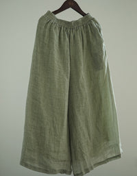 Comfortable Relaxed Fit Wide-Leg Linen Pants