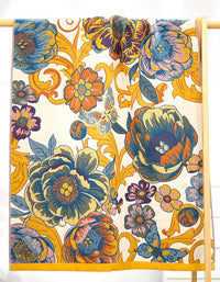 Serviette de bain réversible en coton à motif floral