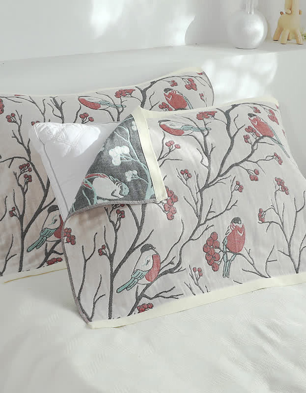 Funda de almohada de algodón con diseño de pájaro espino (2 piezas)