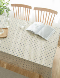 Cotton Linen Blue Daisy Printing Tablecloth