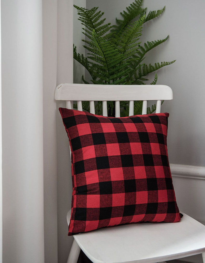 Cotton Linen Gingham Cushion Cover