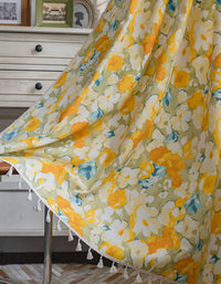 Cotton Linen Yellow Flower Curtains