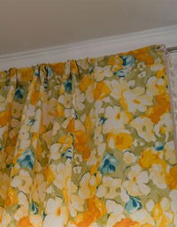 Cotton Linen Yellow Flower Curtains