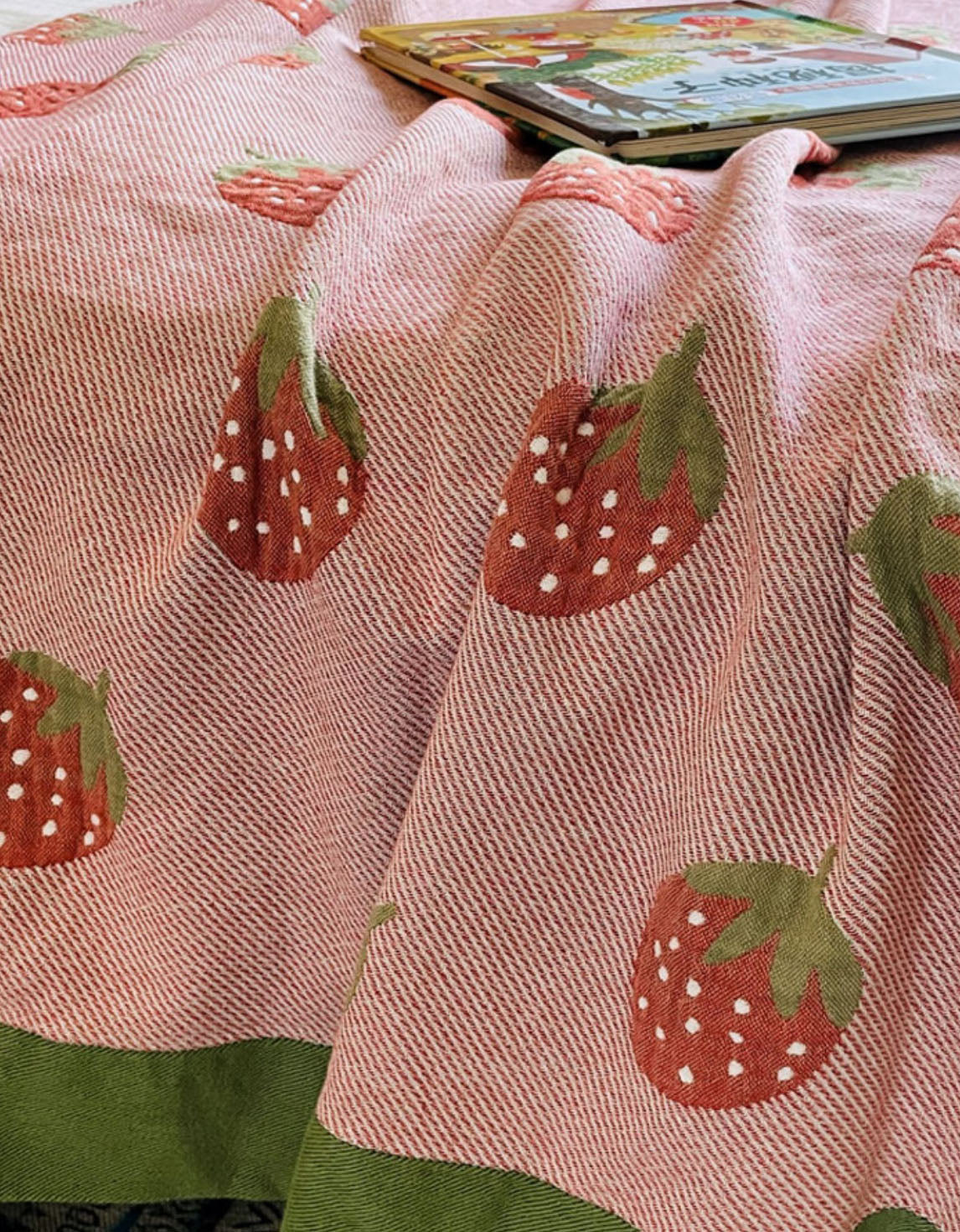 Cotton Pink Strawberry Bedroom Blanket