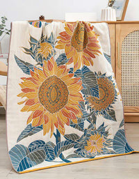 Toalla de baño reversible de algodón con estampado de girasoles