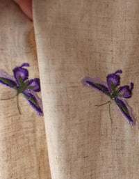 Rideaux en lin de campagne avec broderie papillon lavande