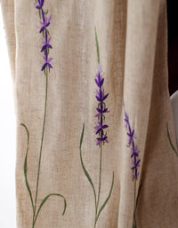 Countryside Linen Lavender Butterfly Embroidery Finished Curtains