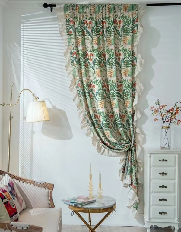 Countryside Retro Floral Ruffle Curtains