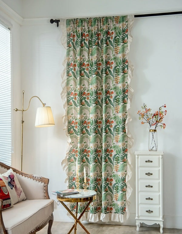 Countryside Retro Floral Ruffle Curtains