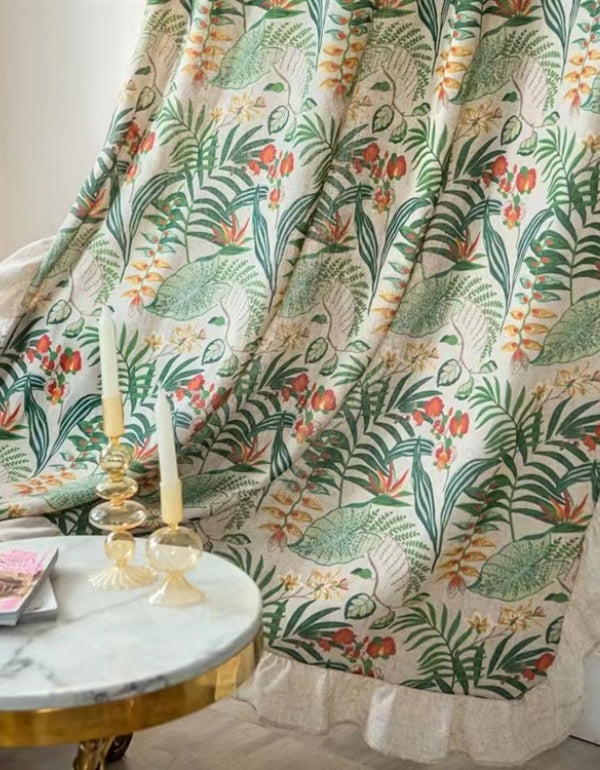 Countryside Retro Floral Ruffle Curtains