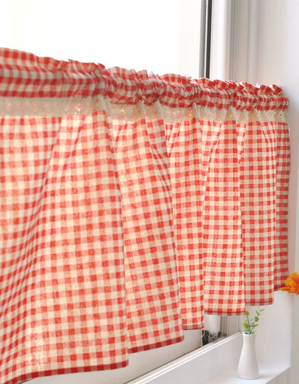 Countryside Style Plaid Half Curtains