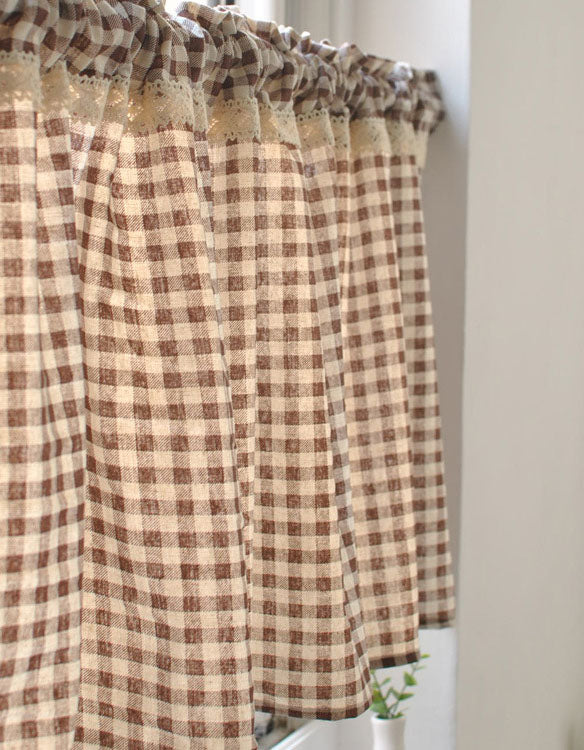 Countryside Style Plaid Half Curtains