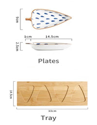 Ensemble d'assiettes à goûter créatives en céramique en forme de feuille