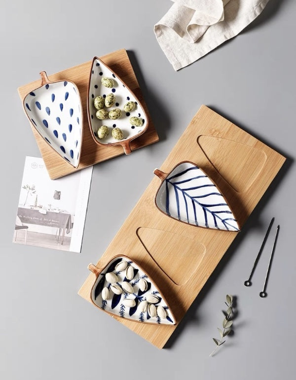 Creative Ceramic Leaf Snack Plate Set