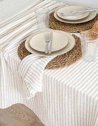 Dyed Striped French Linen Tablecloth Napkin