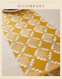 Eastern European Rhombus Yellow Pointed Tassel Table Runner