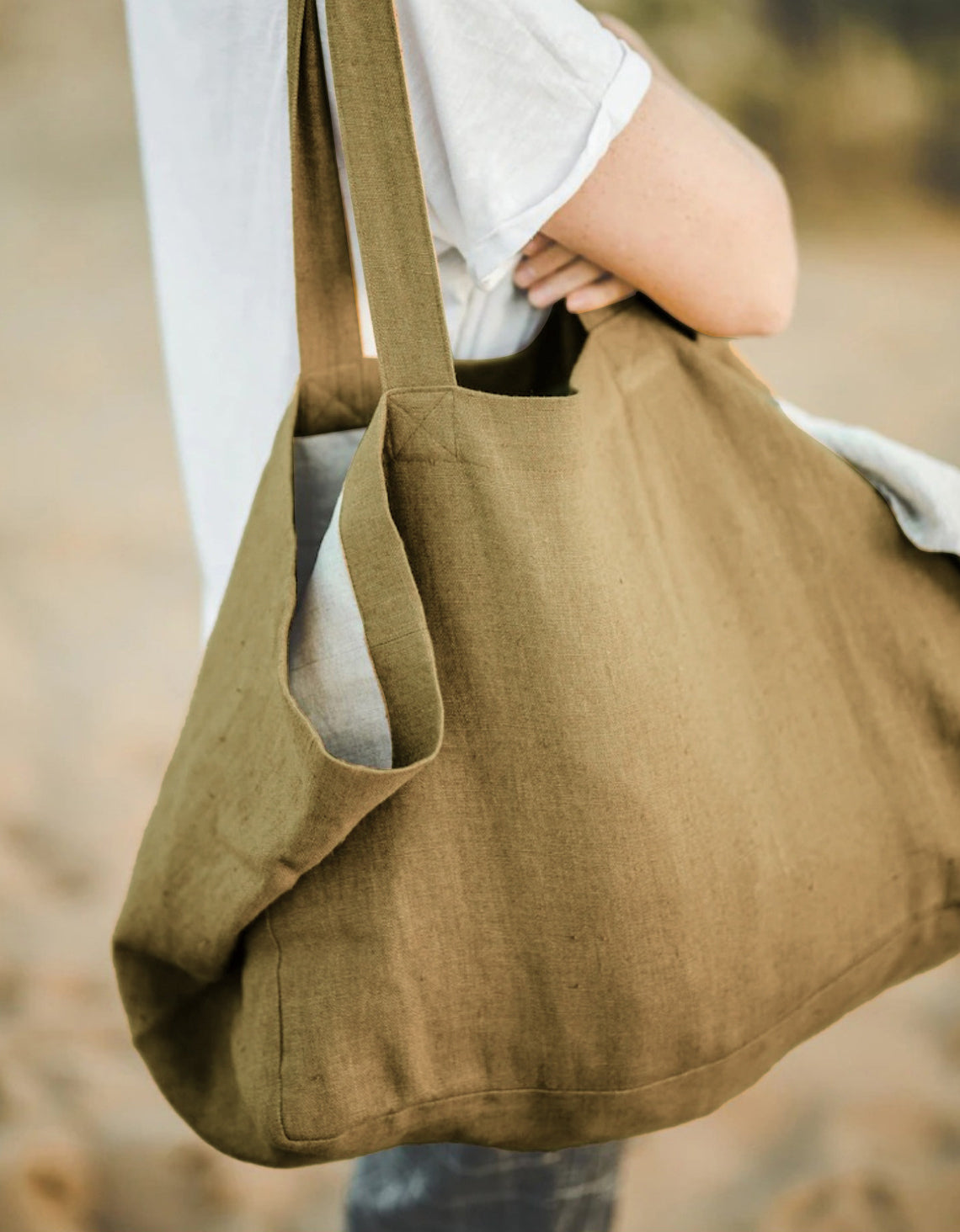 Eco-Friendly Casual Oversized Linen Tote Bag