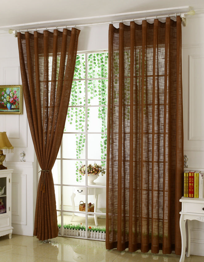 Elegant Brown Linen Curtain