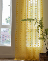 Elegant Pink Sheer Curtain with Textured Floral Accents