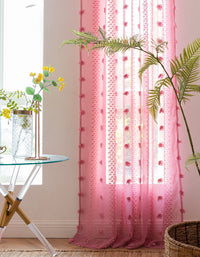 Elegant Pink Sheer Curtain with Textured Floral Accents