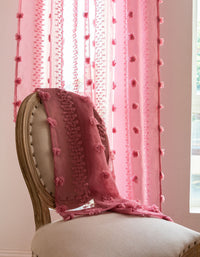 Elegant Pink Sheer Curtain with Textured Floral Accents