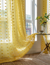 Elegant Pink Sheer Curtain with Textured Floral Accents