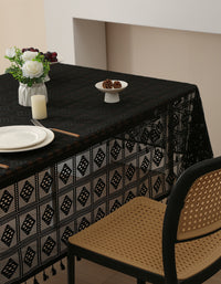 Elegant Vintage Boho Lace Tablecloth with Tassels