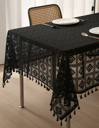 Elegant Vintage Boho Lace Tablecloth with Tassels