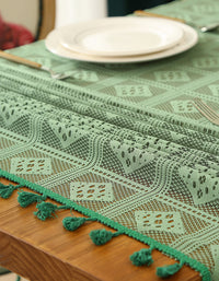 Elegant Vintage Boho Lace Tablecloth with Tassels