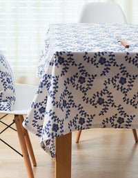 Farmhouse Blue Printed Cotton Tablecloth