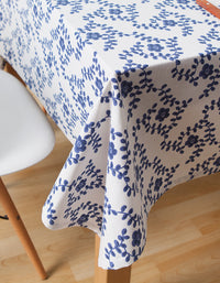 Farmhouse Blue Printed Cotton Tablecloth