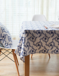 Farmhouse Blue Printed Cotton Tablecloth