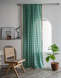 Farmhouse Style Tassel Edge Cotton Plaid Curtains