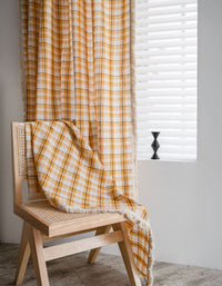 Farmhouse Style Tassel Edge Cotton Plaid Curtains