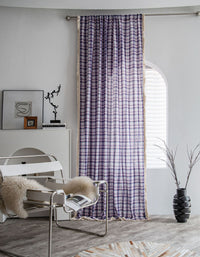 Farmhouse Style Tassel Edge Cotton Plaid Curtains