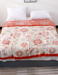 Floral Cotton Gauze Bedroom Blanket