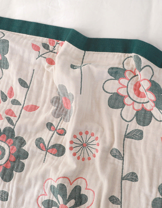 Floral Cotton Gauze Bedroom Blanket