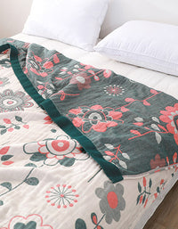 Floral Cotton Gauze Bedroom Blanket